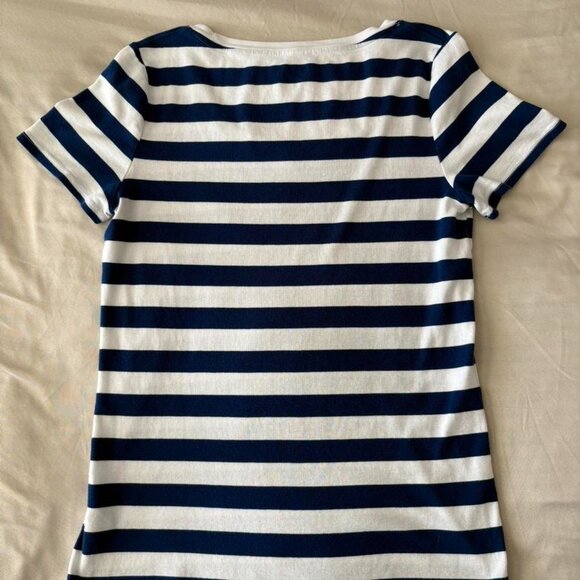 Merona Navy and White Striped Tee. Size L - Picture 2 of 5